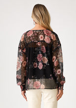 Load image into Gallery viewer, Black Rose Chiffon Top
