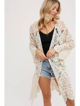 Load image into Gallery viewer, Natural Midi Crochet Cardigan
