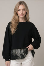 Load image into Gallery viewer, Black Lace Trim Sweatshirt
