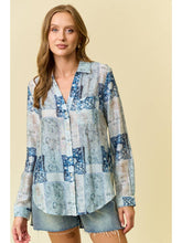 Load image into Gallery viewer, Blue Tencel Patchwork Top
