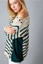 Load image into Gallery viewer, Hunter Stripe Button Stripe Sweater
