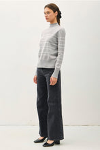 Load image into Gallery viewer, Grey Stripe Mock Neck Sweater
