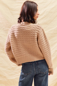 Taupe Plaid Ribbon Sweater