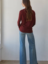 Load image into Gallery viewer, Wine Asymmetric Ruched Top
