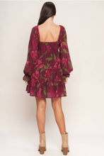 Load image into Gallery viewer, Burgundy Smocked Floral Dress
