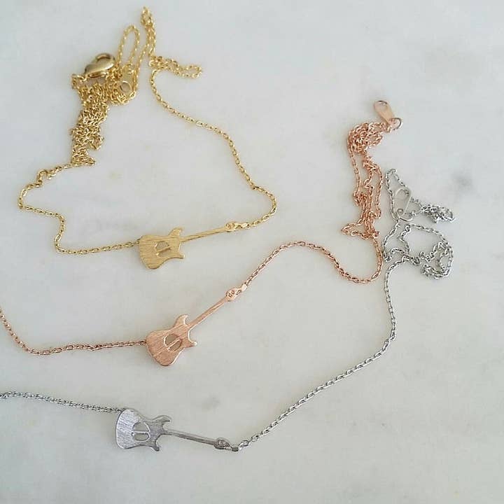 Gold Guitar Charm Necklace