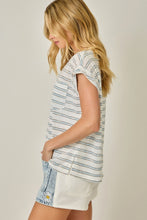 Load image into Gallery viewer, Mystree Cream + Blue Striped Tee
