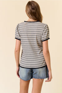 B+W Stripe Notched Top