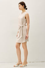 Load image into Gallery viewer, Taupe Linen Stripe Wrap Dress
