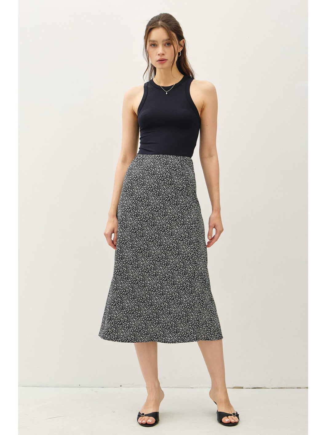 B+W Floral Midi Skirt