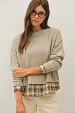 Load image into Gallery viewer, Taupe Layered Plaid Sweater
