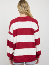 Load image into Gallery viewer, Red Oversized Wide Stripe Pullover
