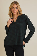 Load image into Gallery viewer, Dark Green Grid Top
