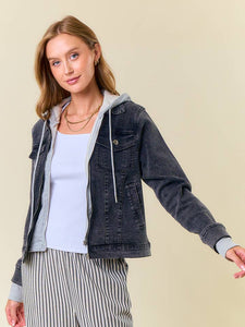Black Denim Hoodie Jacket