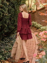 Load image into Gallery viewer, Burgundy Tiered Dress
