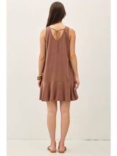 Load image into Gallery viewer, Brown Ruffle Hem Tencel Dress
