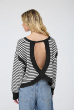 Load image into Gallery viewer, B+W Stripe Back Cutout Top

