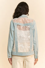 Load image into Gallery viewer, Lace Panel Denim Jacket - Plus
