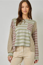 Load image into Gallery viewer, Olive Mixed Stripe Top
