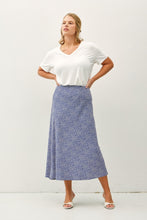 Load image into Gallery viewer, Be Cool Dusty Blue Floral Skirt - Plus
