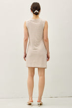 Load image into Gallery viewer, Taupe Linen Stripe Wrap Dress
