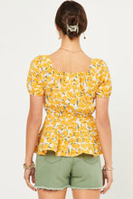 Load image into Gallery viewer, Yellow Smocked Floral Top
