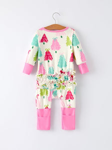 Pink Christmas Tree Romper - Baby