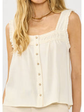 Load image into Gallery viewer, Lovestitch Cream Button Linen Tank
