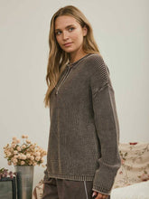 Load image into Gallery viewer, Dark Brown Henley Sweater
