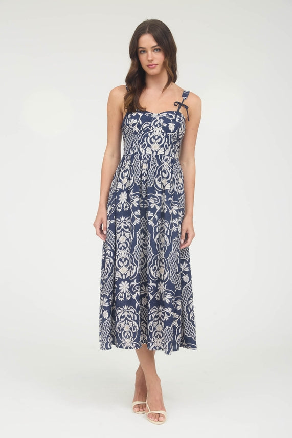 Navy Damask Dress