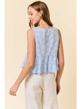Load image into Gallery viewer, Sky Blue Eyelet Tie Tank

