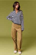 Load image into Gallery viewer, Navy + White Stipe Cardigan
