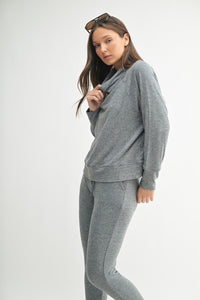 Grey Brushed Cowlneck Top