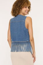 Load image into Gallery viewer, Denim Studded Fringe Vest
