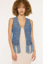 Load image into Gallery viewer, Denim Studded Fringe Vest
