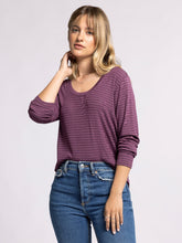 Load image into Gallery viewer, Lauren Eggplant Striped Top
