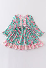 Load image into Gallery viewer, Mint + Pink Check Floral Dress - Kids
