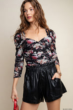 Load image into Gallery viewer, Black Ruched Floral Chiffon Top
