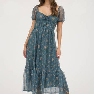 Moss Chiffon Floral Dress