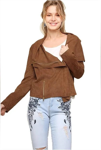 Camel Suede Moto Jacket