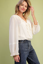 Load image into Gallery viewer, Ivory Ruffle Top
