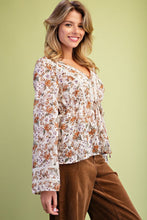 Load image into Gallery viewer, Ivory + Rust Floral Top
