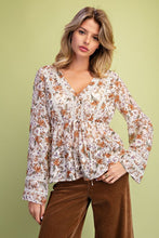 Load image into Gallery viewer, Ivory + Rust Floral Top

