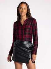 Load image into Gallery viewer, Cabernet Tinsel Plaid Top
