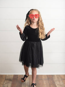 Black Velvet + Tulle Dress - Kids