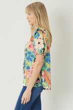Load image into Gallery viewer, Teal Mixed Floral Top

