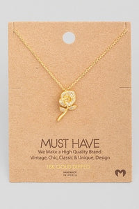 Pave Rose Charm Necklace