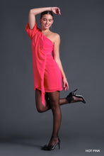 Load image into Gallery viewer, Hot Pink One Shoulder Dress

